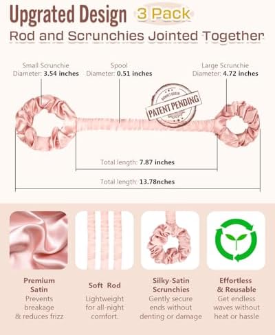 BONNET QUEEN 3 Pack Small Satin Heatless Hair Curler for Short Hair, Heatless Curls Overnight, Hair Curlers to Sleep In, Damage-Free Small Curls with Built-in Scrunchie, Cream Pink - Image 5