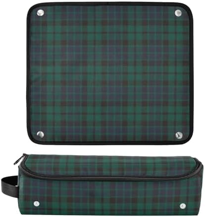 Tartan Buffalo Plaid Hair Tools Travel Bag Portable Travel Organizer Pouch with Heat Resistant Mat Carrying Case for Flat Irons Curling Iron Hair Dryer - Image 3