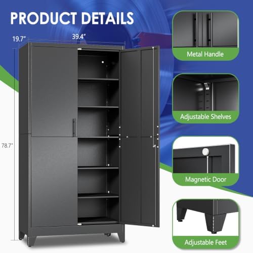 78.7 Metal Garage Storage Cabinet with Locking Doors - Image 3