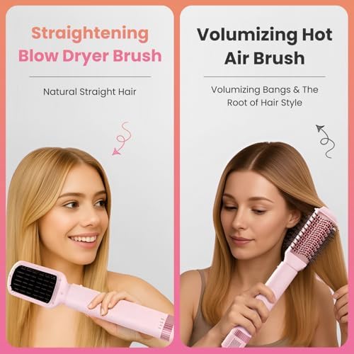 5-in-1 Blow Dryer Brush Set Pink, Ionic Hot Air Brush with Ceramic Tourmaline Metal Curling Barrels, Volumizer Straightener Hair Dryer for All Hair Types Travel Friendly — Aura Luxe - Image 6