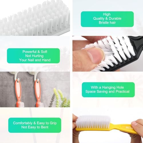 10 Pcs Handle Grip Nail Brush, NICEMOVIC Hand Fingernail Cleaner Brush Manicure Tools Scrub Cleaning Brushes Kit, Use for Toe and Nail Cleaning (Bright Colors) - Image 5
