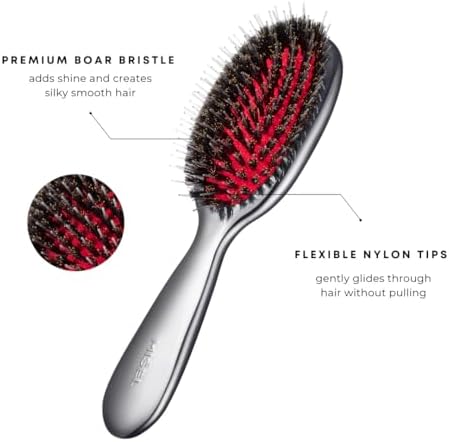 MISEL Professional Boar Bristle Hair Brush for Women and Men | Detangles All Natural Hair Types and Extensions | Reduces Breakage | Great for Wavy and Straight Hair | Salon-Approved | Small - Image 2