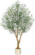 Olive Trees Artificial Indoor, 6FT Faux Olive Tree with White Tall Planter, Full Lush Artificial Plants with Large Olive Branches and Lifelike Fruits for Home Office Decor by Unknown