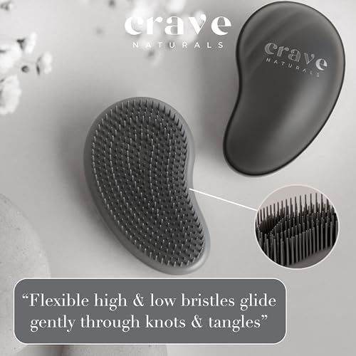Crave Naturals Mini Detangler Hair Brush Black – Glide Thru Hair Detangler Brush for Women, Kids & Toddlers – Gentle Scalp Care, No-Pain Tangle-Free Hairbrush for All Hair Types, Travel Hair Brush - Image 5