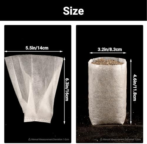 Plant Grow Bags, 400pcs Plant Nursery Bag 5.5 x6.3 Inches, Fabric Seedling Pots Non-Woven Pouch for Potato, Flower, Tomato Plant Starts & Clones, Fruit Protection Bags Home Gardening Supply - Image 2