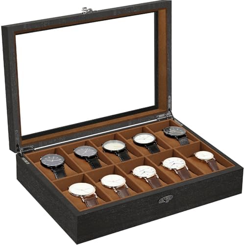 Uten 10 Slot Watch Case with Glass Display, Gift Idea by UTENHOMEGOODSCENTER