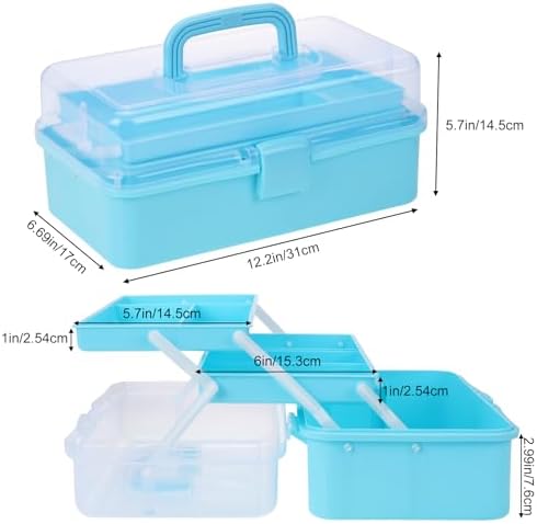 Tackle Box, 3-Layer Craft Sewing Medicine Art Hair Tool Organizer Blue - Image 2