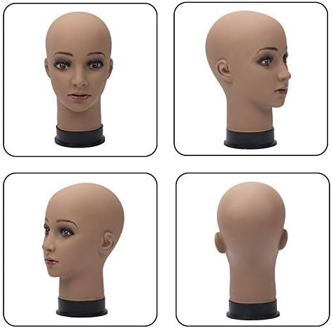 BHD BEAUTY Bald Mannequin Head Brown Female Professional Cosmetology for Wig Making, Display wigs, eyeglasses, hairs with T pins 22'' - Image 5
