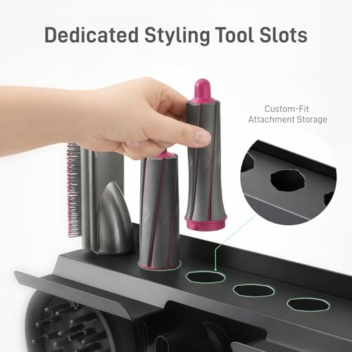 Dyson Airwrap Holder, Dyson Hair Dryer Wall Mount & Dyson Airwrap Organizer 2-in-1 Stainless Steel Storage for Airwrap & Hair Dryer Accessories, Space Saving Bathroom Vanity Dyson Shelf - Image 3