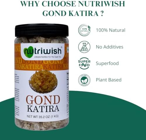 Nutriwish Gond Katira, 35.2 oz (1 KG) | Gond- Edible Gum | Tragacanth Gum | Natural | - Image 2