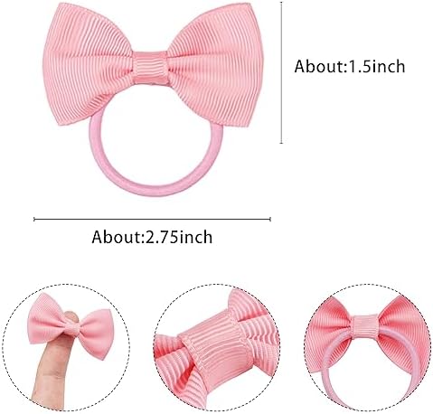 CÉLLOT Toddler Hair Accessories - 40pcs 2.75" Elastics Rubber Ribbon Bands, Bows for Baby Girls, Kids & Children, Pastel Colors - Image 2