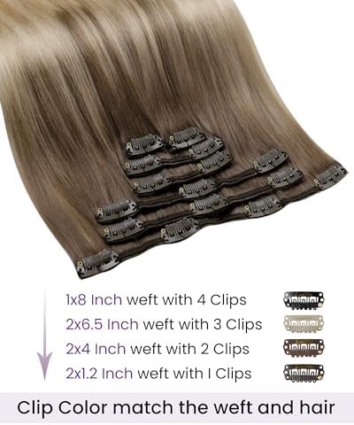 LaaVoo Human Hair Clip in Extensions Ombr,Simple Application and Removal - Image 3