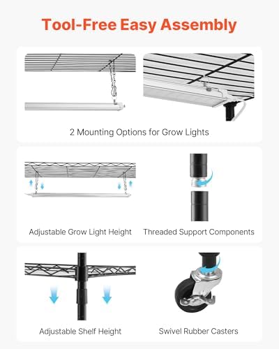 VEVOR Plant Shelf with Grow Light, 6-Tier Indoor Plant Stand, 71in Tall Plants Display Rack with Wheels & 4/9/14H Timer, 150W 3-Color Full Spectrum Grow Lights, Flower Pot Holder for Seed Starting - Image 6