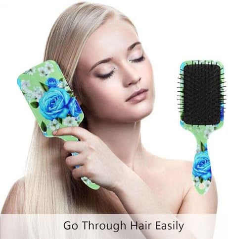 Blue Roses Green Hair Brush, Soft Bristles Detangling Brush - Detangler Hairbrush Glides Through Tangles For All Hair Types (Wet Dry & Damaged Hair) - Image 4