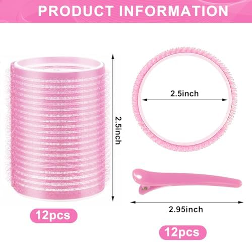 Super Jumbo Hair Rollers, 12 Pack Self Grip Salon Hairdressing Curlers, Hair Curlers Sets, DIY Curly Hairstyle for Long Hair, Colors May Vary, Jumbo Plus - Image 2