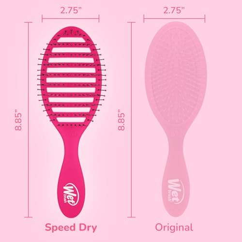 Wet Brush Speed Dry Hair Brush - Pink - Vented Design and Ultra Soft HeatFlex Bristles Are Blow Dry Safe With Ergonomic Handle Manages Tangle and Uncontrollable Hair - Pain-Free - Image 5
