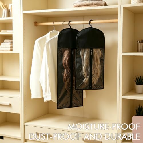 Black Wig Storage Bags with Hanger, 6PCS for Wigs&Hair Extensions - Image 7