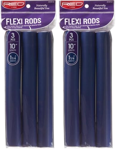 Red by Kiss Flexi Rods - Heatless Hair Curler for 90S Glamorous Bouncy Curls Beach Waves, No Slips, Sleep Styler (10" Length, 1 1/4" Diameter) (Pack of 2) by REDbyKISS