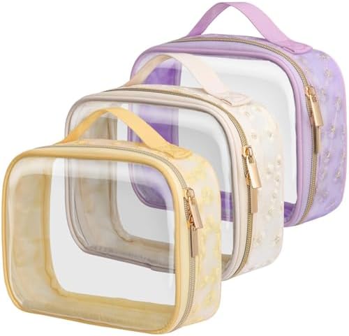 PACKISM Clear Makeup Bag Travel - TSA Approved Toiletry Bag, 3 Pack by Packism