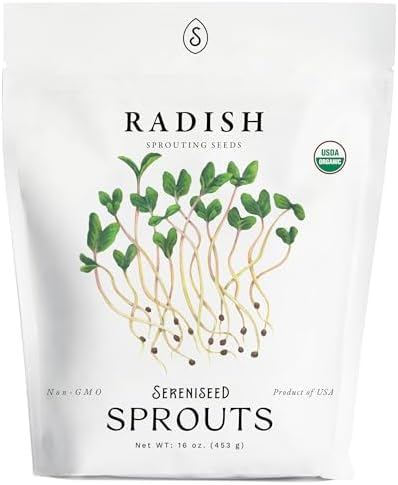 Organic Radish Sprout Seeds (16 oz) – Non-GMO, Heirloom Seeds for Sprouting and Microgreens by Sereniseed