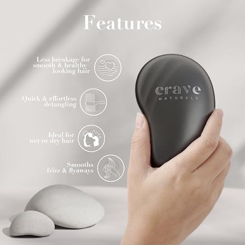 Crave Naturals Mini Detangler Hair Brush Black – Glide Thru Hair Detangler Brush for Women, Kids & Toddlers – Gentle Scalp Care, No-Pain Tangle-Free Hairbrush for All Hair Types, Travel Hair Brush - Image 6