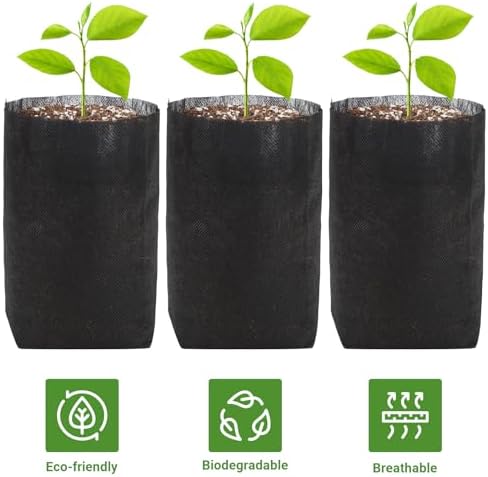 GREANER Nursery Bags for Plants, 100 PCS 6.7x7.8 Inch Seedling Bags, Non-Woven Fabric Seedlings Grow Bag, Deep Nursery Grow Bags for Indoor Outdoor Home Garden Greenhouse Supplies - Image 3