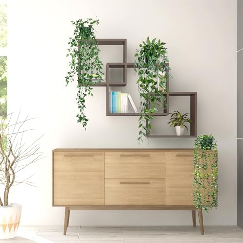 Sggvecsy Fake Hanging Plants 3 Pack Artificial Eucalyptus Fake Potted Greenery Faux Eucalyptus Mandala Vine Pea Pod for Home Indoor Outdoor Wall Garden Wedding Decor - Image 3