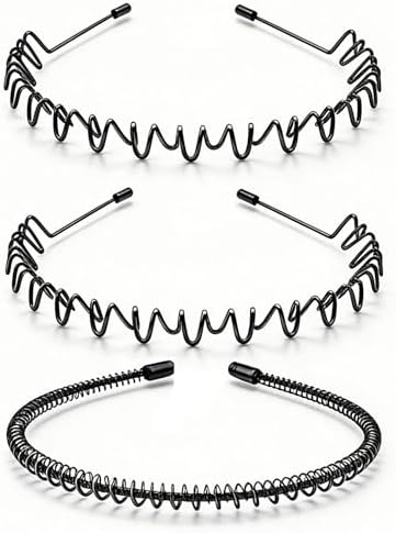 Metal Headband for Men, Non Slip Wave Hair Band, Classic 3 Pcs by KELUBATUbrand