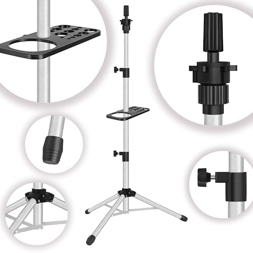 ZQIAN BEAUTY Wig Stand Tripod 50 Inch Metal Wig Mannequin Head Tripod Stand For Hairdressing Training Head Adjustable Wig Tripod Stand with Tool Tray (Silvery, Mannequin Head Not Included) - Image 4