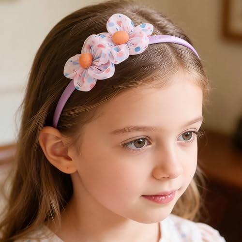XIMA 11pcs Girls Pearl Flower Headbands,Non-Slip Hair Accessories for Kids - Image 4