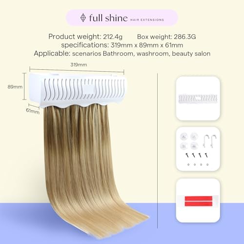 Full Shine Hair Extension Holder Stand Hanger for Styling Washing Tool Blow Drying Coloring and Storage Strong Clamp Tool for Weft Clip in Hair Extensions, With 2 Suction Cups and Tool, Color White - Image 2