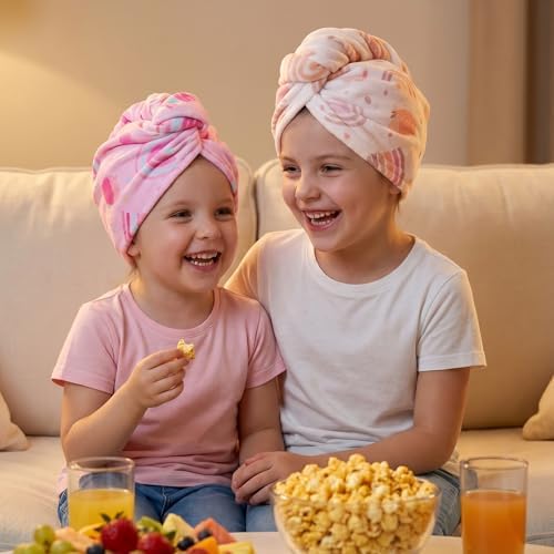 Basumee Microfiber Hair Towel Wrap for Kids Girls, Ultra Absorbent, 2 Pack - Image 4