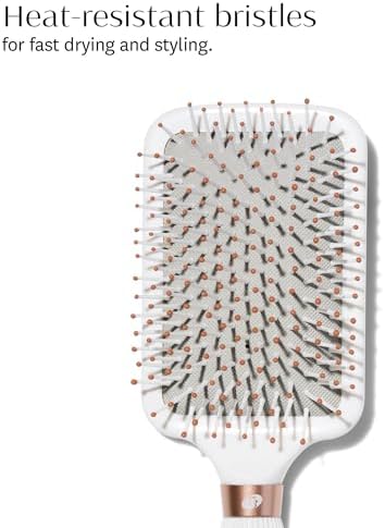 T3 Smooth Paddle Brush | Cushioned Body and Wide Flat Base for Gentle Styling | Heat Resistant Bristles - Image 2