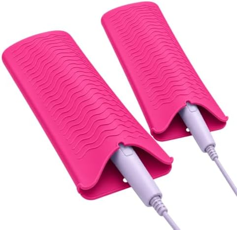 2 Pcs Heat Resistant Mat for Curling Iron Straightener, Silicone Hair Tool Pouch Bag for Hairstylist, Portable Hot Tools Travel Accessories Essentials Storage Pad for Women - Pink by Unknown
