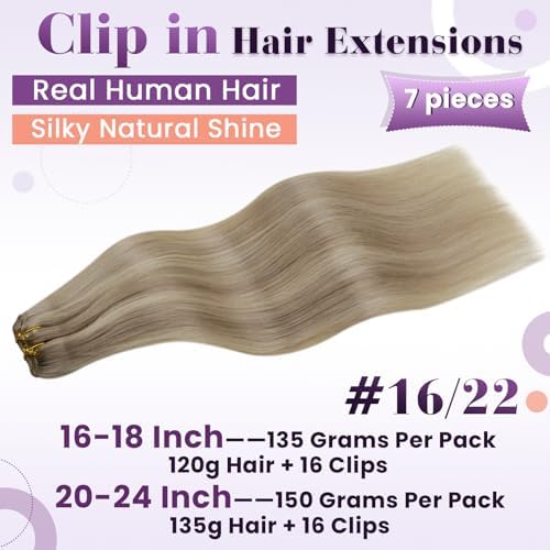 LaaVoo 135g Clip in Hair Extensions Golden Blonde - Image 2
