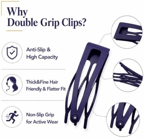 Chinco Navy Blue 24 Pcs Double Grip Hair Metal Snap Clips,2 Inch - Image 3