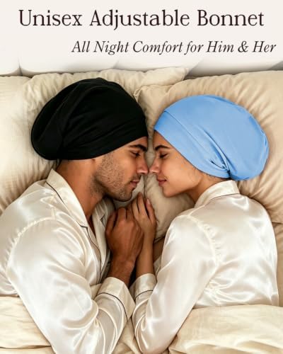 HFRHTGY Adjustable Satin Silk Hair Bonnet for Sleeping Men Women - Image 4