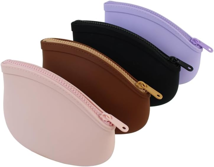Small Makeup Bag Premium Silicone Purse Bag Multifunctional Essential Bag Zipper Pouch Water and Heat Resistant (Purple) - Image 6