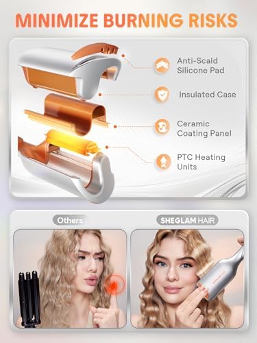 SHEGLAM Hair Beach Babe Hair Waver 2 Barrel Crimper 1 Inch with Smart Timer & Adjustable Temps Dual Voltage, Anti-Scald, Easy to Use - Image 6