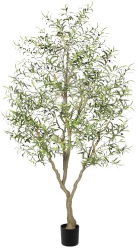 LYERSE 8ft Olive Tree with Large Olive Branches and Lifelike Leaves by Home