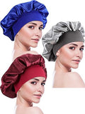 Blulu 3 Pcs Large Satin Silk Bonnet,Silver, Wine Red, Sapphire Blue by Blulu