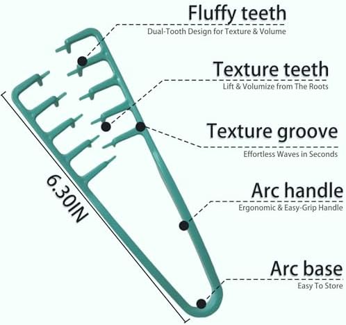 Texture Comb for Volumizing & Styling, Wide Tooth Comb for Curly Hair Men & Women, Anti-Frizz Root Lifting Styling Tool (Blue) - Image 2