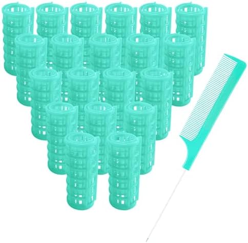 20PCS Plastic Hair Rollers Set 2.5cm/1in Heatless Rollers Hair Curlers Snap on Rollers Self Grip Rollers Hairdressing Curlers Tools for DIY Hairdressing Hair Salon (Green) by MOODKEYbrand