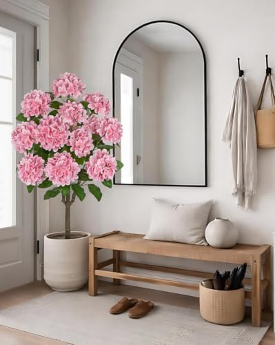 4FT Pink Hydrangea Artificial Flowers Tree 2 Pack Faux Hydrangea Potted - Image 5