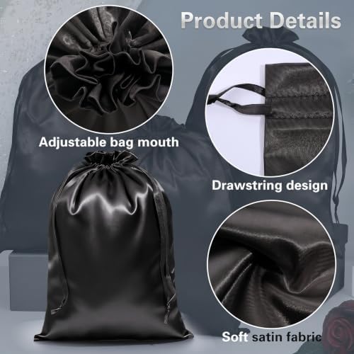 6 Pcs Satin Wig Bags With Drawstring, 13×9.8 Inch Silk Wig Storage Bags - Image 3