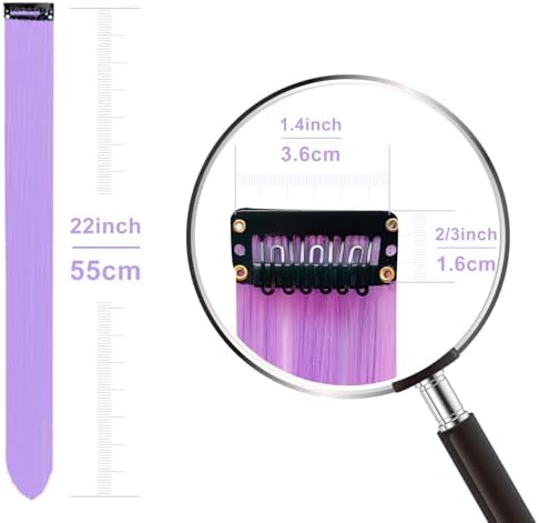 Purple Hair Extensions Clip in Color Hairpieces 14 PCS Light Purple - Image 3