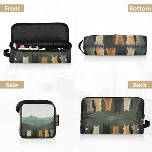 Hair Tools Travel Bag with Heat Resistant Mat Detachable 2-in-1 Curling Iron Travel Case Hot Tools Organizer for Straightener Flat Iron Cute Wolves Back and Green Mountain - Image 5