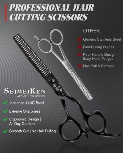 Professional Thinning Shears Kit, 6" Hair Thinning Scissors with Comb - Image 6