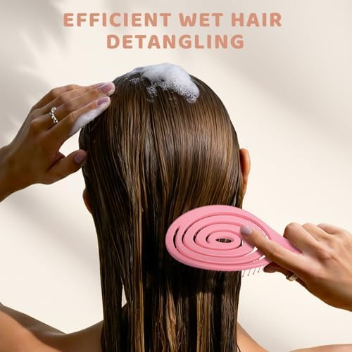 SHINLEA Detangle Hair Brush, Detangling Wet Spiral Hairbrush for Women, Men, kids, Vented Detangler for Blow Drying, Glide Through Tangles For All Hair Types (Pink) - Image 5