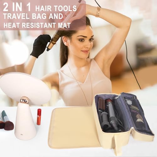 Hair Tools Travel Bag with Heat Resistant Pad, Portable Hair Tools Storage for Hair Straighteners, Curling Iron and Hair Care Accessories, Traveling Essentials for Women - Image 2